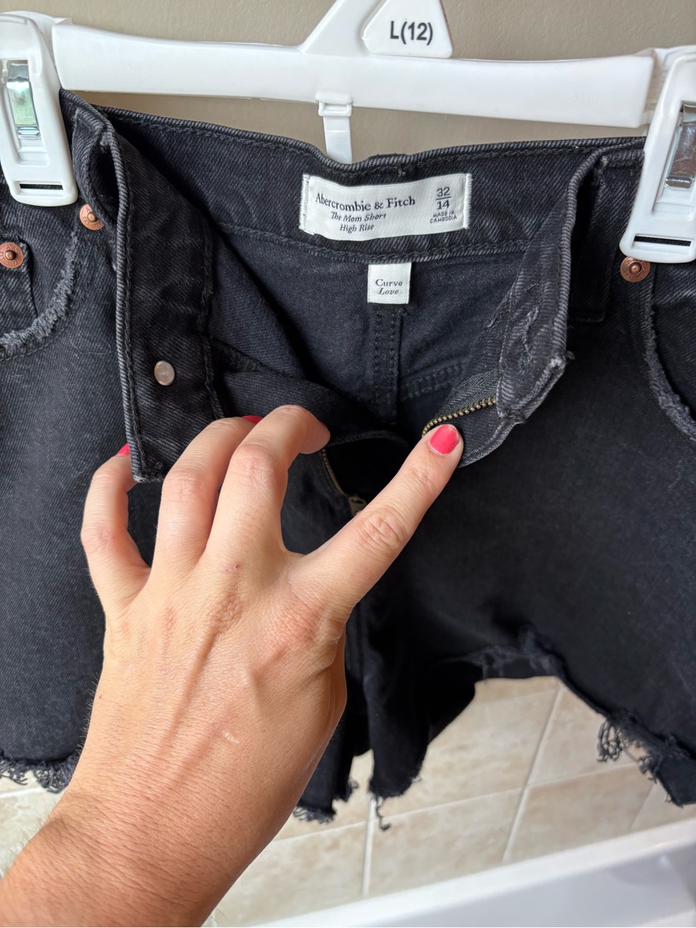 Abercrombie & Fitch Black Distressed High-Rise Denim Shorts